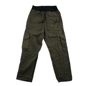 Mnml Mens Olive Green Cotton Multi Pocket Cargo Pants Snap Hem Small